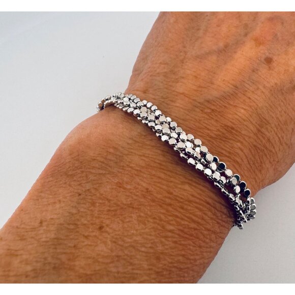 Elegant Milor 5 Strand Sterling Silver 925 Bracelet Small Silver Beads 7" Length - Picture 6 of 10